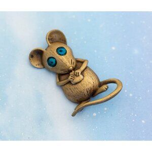 Vintage Cute Mouse Brooch | Bronze Tone Brooch | J20
